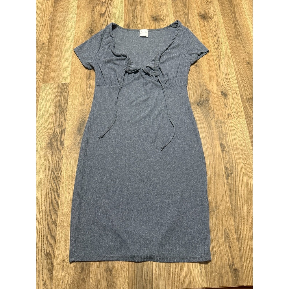 Livi Dress, Women's Size Small, Blue, Short Sleeve, V-neck, Lace Up Shift Dress